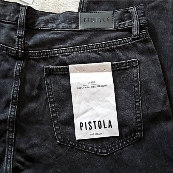 Pistola Super High Rise Straight Cassie Jean Size 32 New Faded Black Distressed - Picture 6 of 12